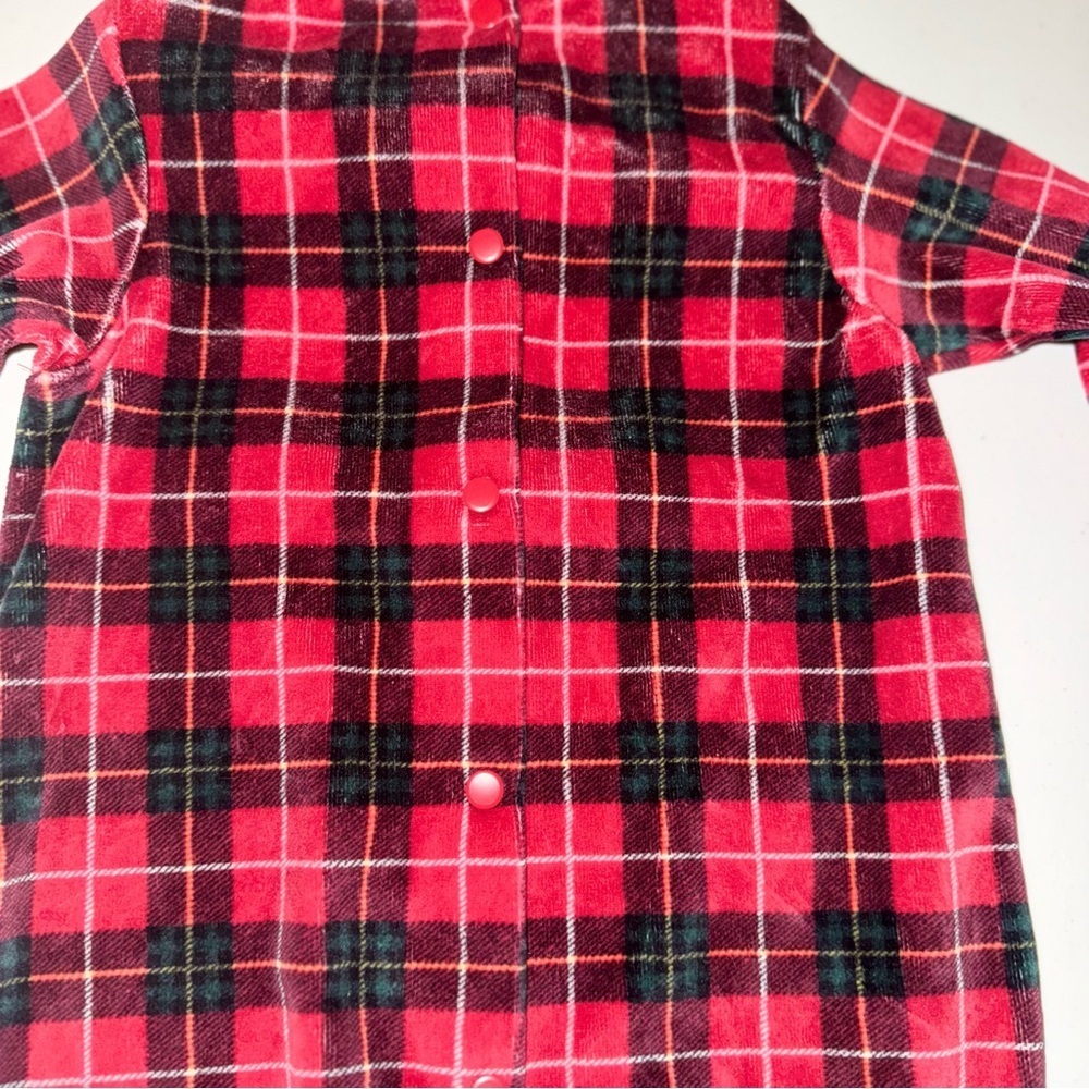NWT First Moments My First Christmas Baby Velour Footie Sleeper Plaid Red 0-3 - Picture 8 of 12
